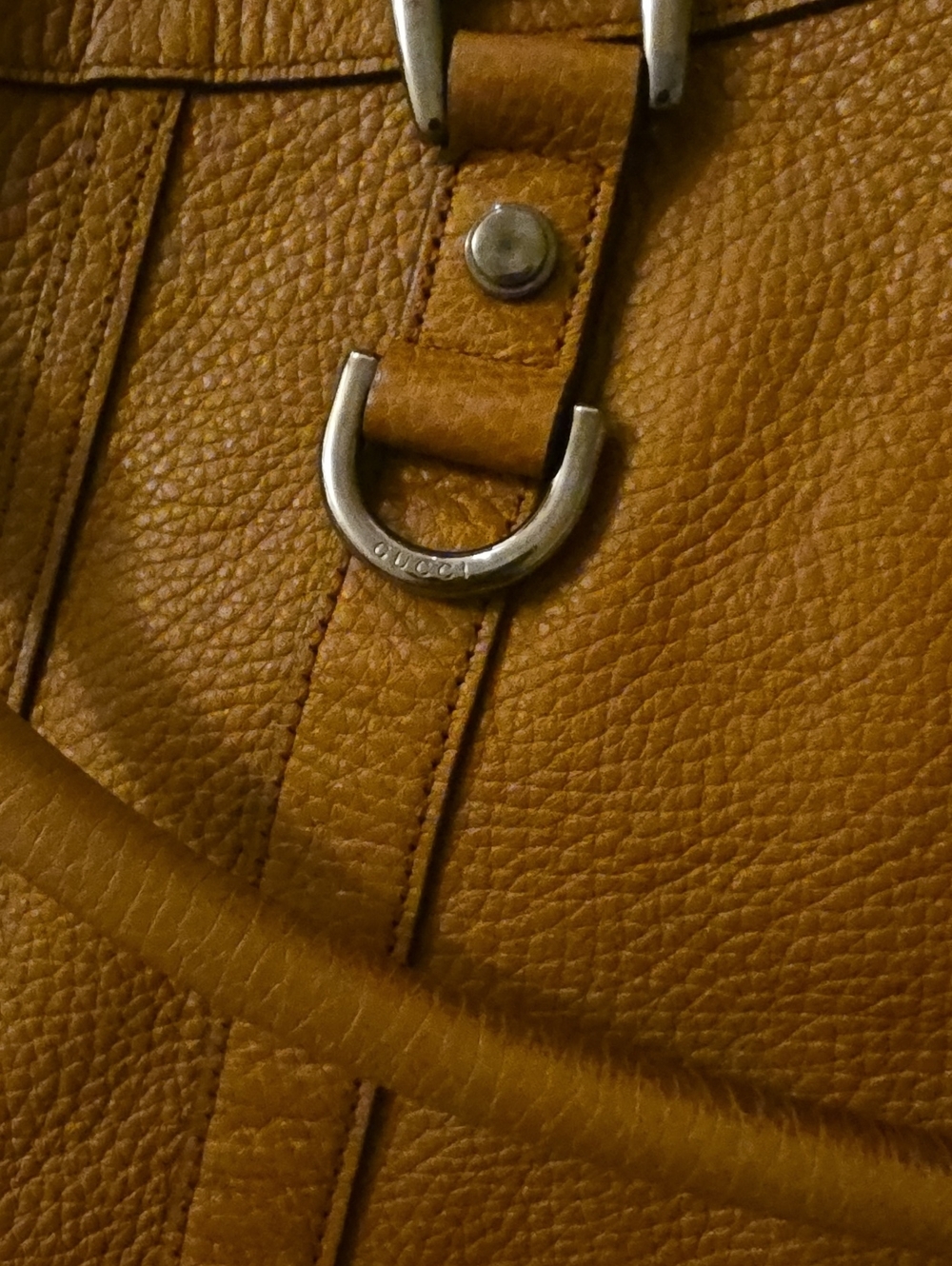 Gucci Tan Leather Shoulder Bag with Silver Hardware